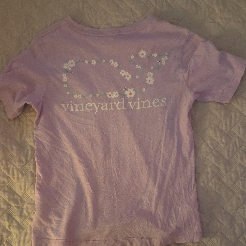 Vineyard Vines Light Pink Short Sleeve Tee with Floral Whale Logo